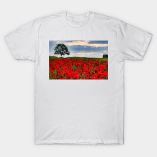 Poppy field and Single tree T-Shirt